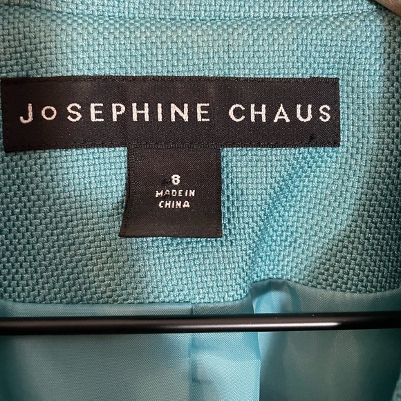Josephine Chaus Silk Two Piece Suit Blazer Size 8. Skirt Size 10 Aqua Blue/Teal - Picture 2 of 14